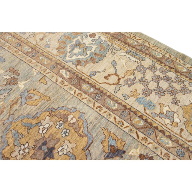 Beige Grey and Beige Modern Handmade Sultanabad Oversize Floral Wool Rug For Sale - Image 8 of 11