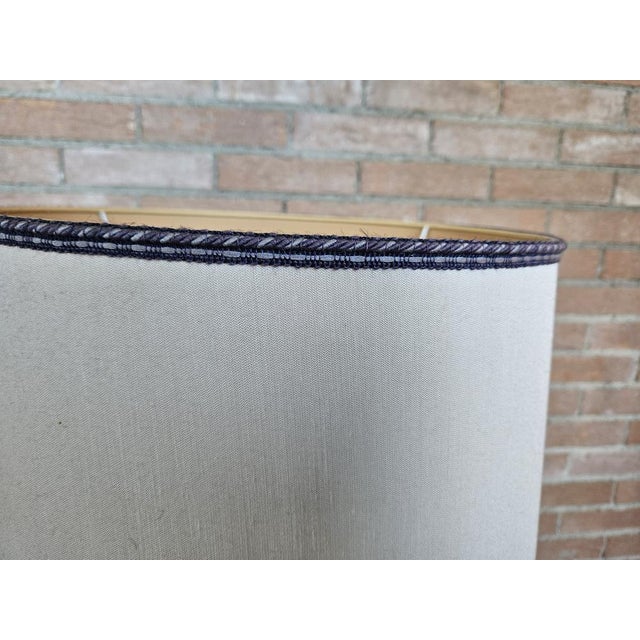 Painted Ceramic Table Lamp with Fabric Lampshade, 1970s For Sale - Image 4 of 16