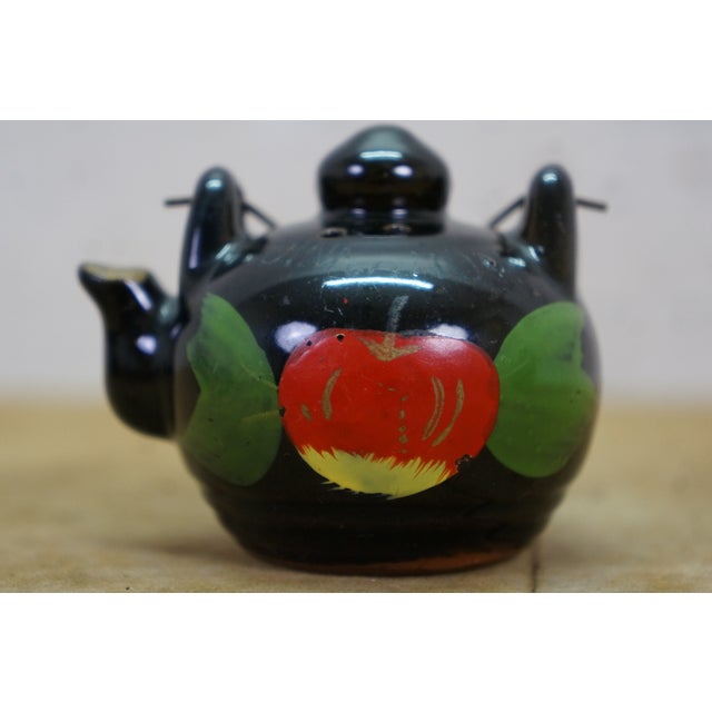 Mid 20th Century Japanese Redware Kitchen Wall Pocket Spice Rack Tea Coffee Shakers Set 8" For Sale - Image 15 of 18