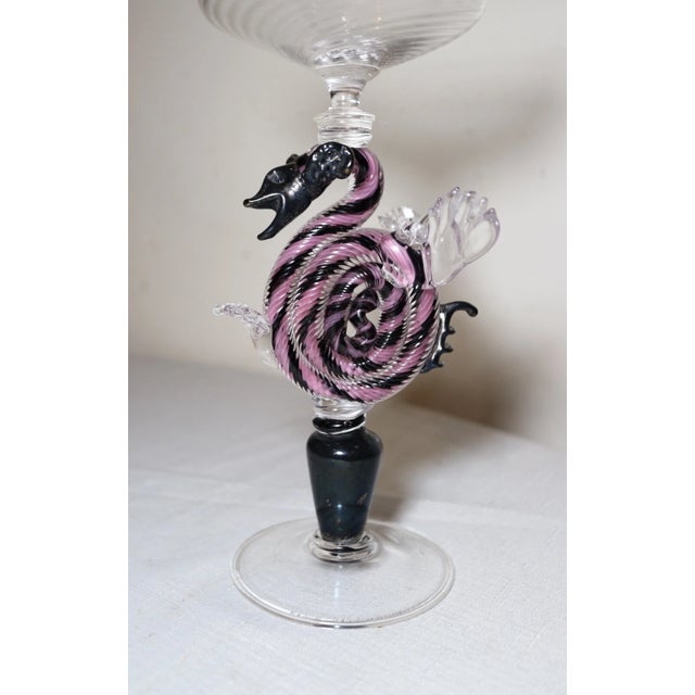 1990s Share Hand Blown Dragon Venetian Murano Art Studio Glass Goblet Chalice Stemware Cup For Sale - Image 4 of 11