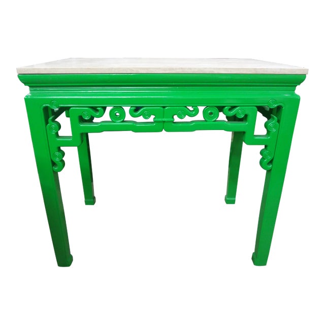 19th Century Chinese Lacquered Console With Travertine Top For Sale