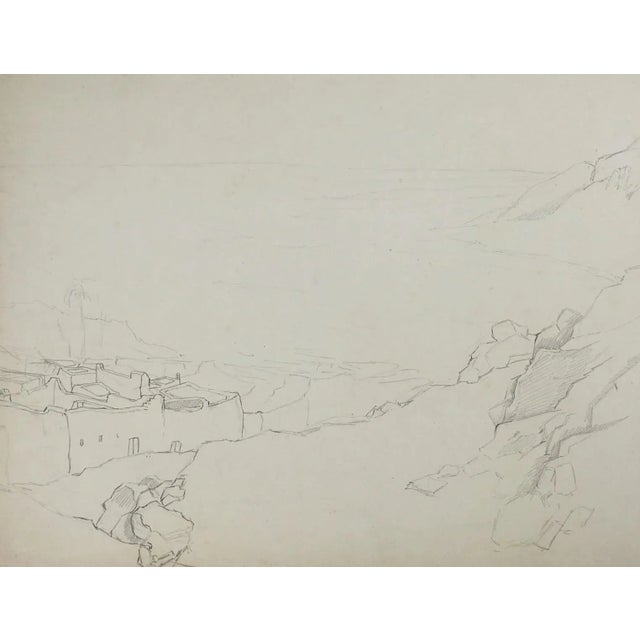 Rustic European Vintage George Baer Mediterranean Village Pencil Study Drawing For Sale - Image 3 of 3