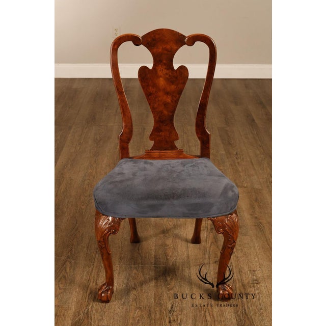 Georgian Style Set of Ten Carved Burlwood Dining Chairs For Sale - Image 9 of 18
