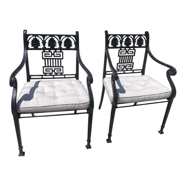 Pair of Late 19th Century Greek Revival Cast Iron Chairs For Sale