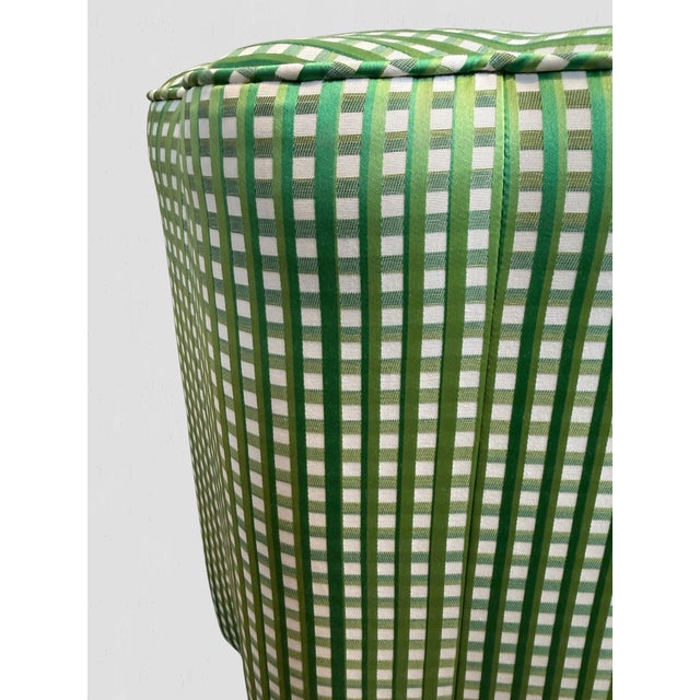 2020s Custom Petal Ottoman Green Plaid Fabric For Sale - Image 5 of 7