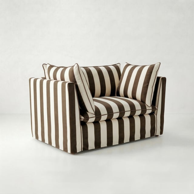 A joyous beautiful loveseat made by hand in the USA using natural materials with a large dollop of comfort. 'Tradition...