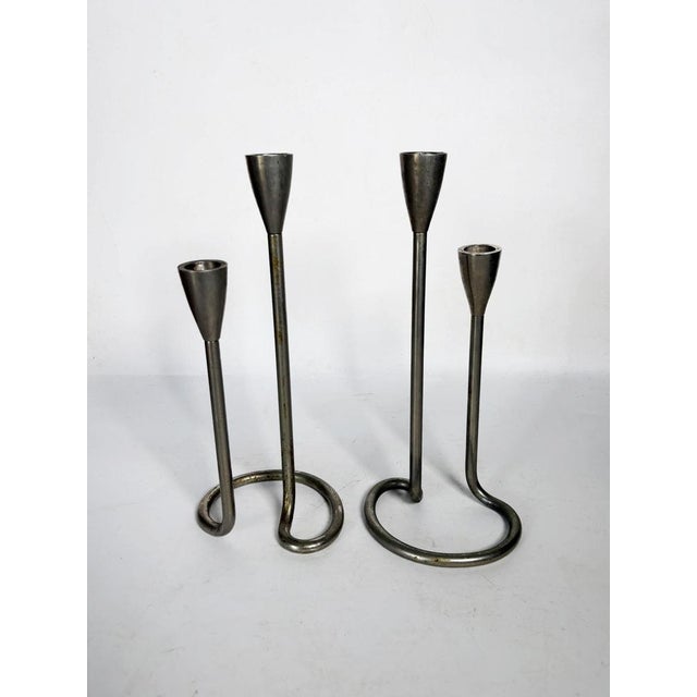 Metal Scandinavian Metal Candlesticks, 1960s, Set of 2 For Sale - Image 7 of 11