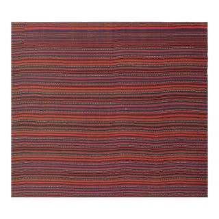 1950s Multi Field Geometric Stripe Vintage Turkish Decorative Kilim Rug For Sale