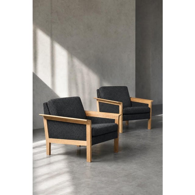 Mid-Century Danish Modern Oak and Felt Lounge Chairs, 1960s, Set of 2 For Sale - Image 17 of 18