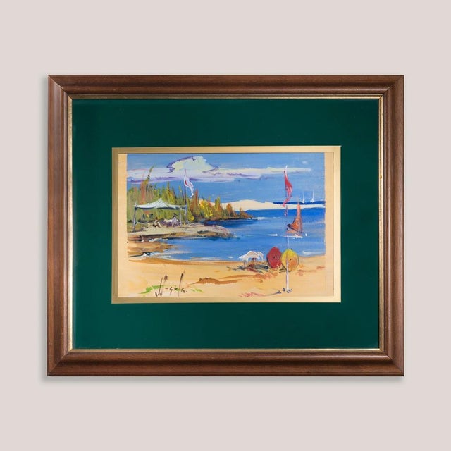 Joan Sarquella Oliveras, Costa Brava Beach Scenes, 1970s, Oil on Board Paintings, Set of 2 For Sale - Image 4 of 14