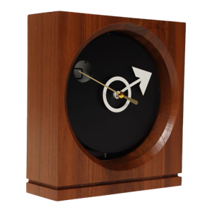 Vintage American Modernist Staved Walnut Square Wall Clock With Date Window