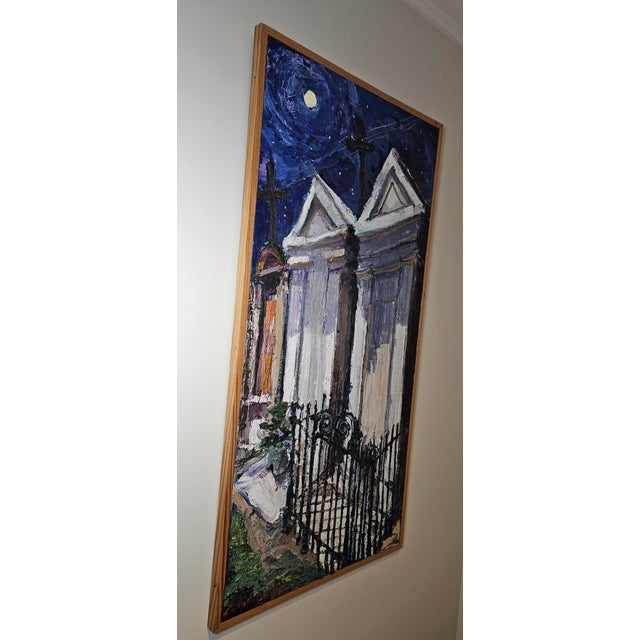 Blue James Michalopoulos Painting of New Orlean's Mausoleums For Sale - Image 8 of 12