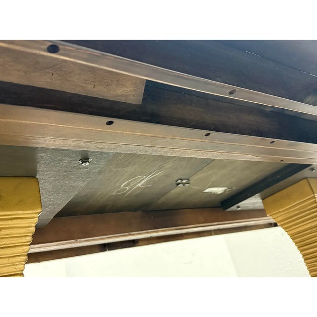 Gold Bernhardt Jet Set Double Pedestal Extension Dining Table, Caviar For Sale - Image 8 of 9