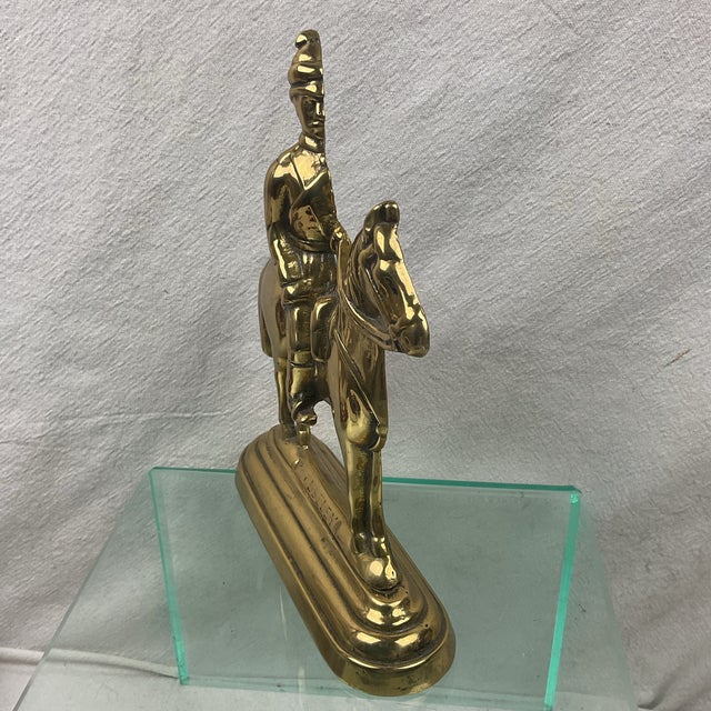 Antique Victorian Brass, British Soldier on Horseback Doorstop For Sale - Image 4 of 11
