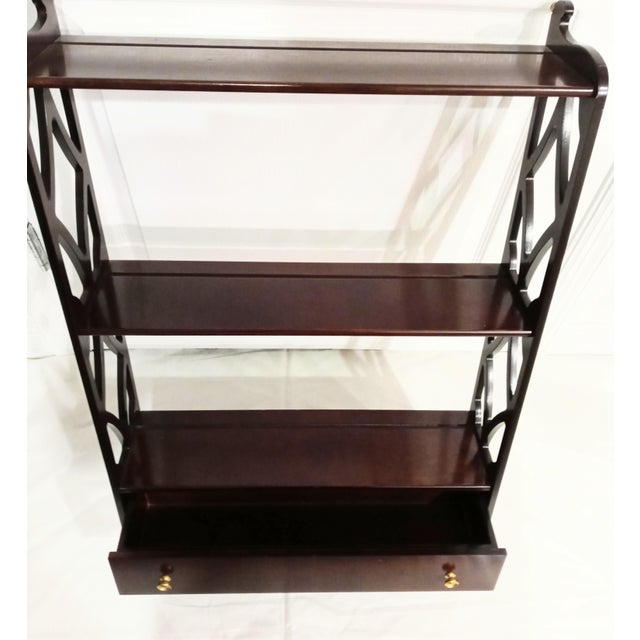 Vintage Bombay Company Mahogony Large Fretwork Wall Shelf 1 Drawer