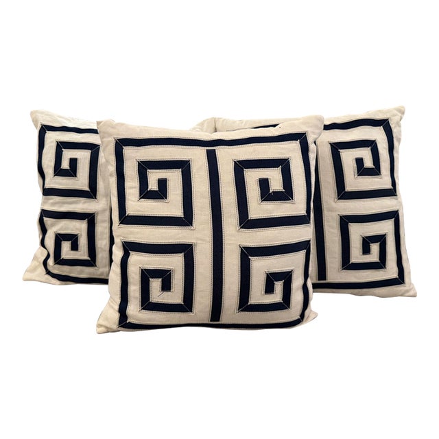 Barclay Butera for Eastern Accents Greek Key Throw Pillows, Set of Three For Sale