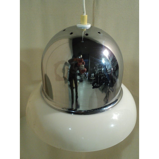 Metal Italian Acrylic Glass and Steel Pendant Lamp from Guzzini, 1970s For Sale - Image 7 of 11