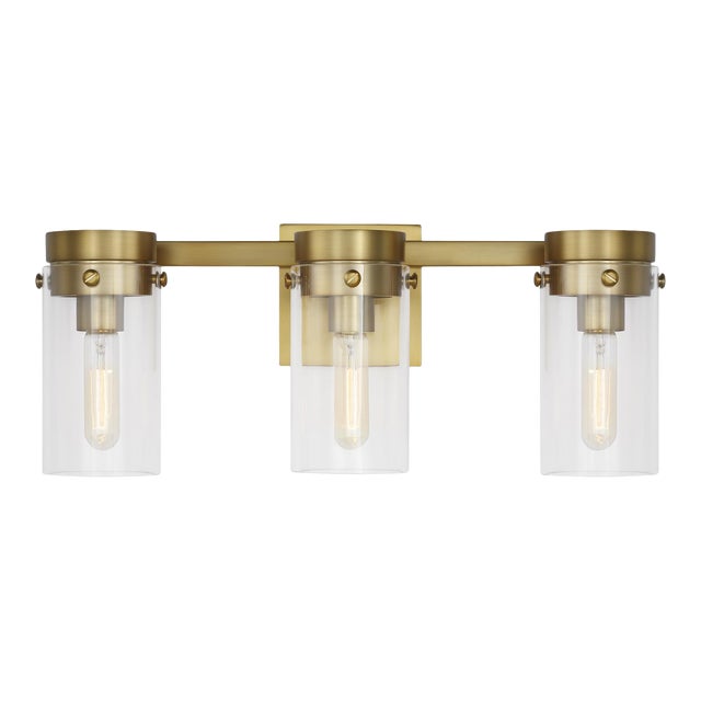Chapman & Myers by Visual Comfort Studio Garrett 3 - Light Vanity, Brass For Sale