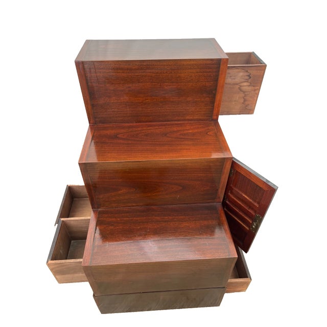 1970s Japanese Kaidan Tansu Step Chest Cabinet Four Pass Through Drawers Hand Crafted For Sale - Image 10 of 16