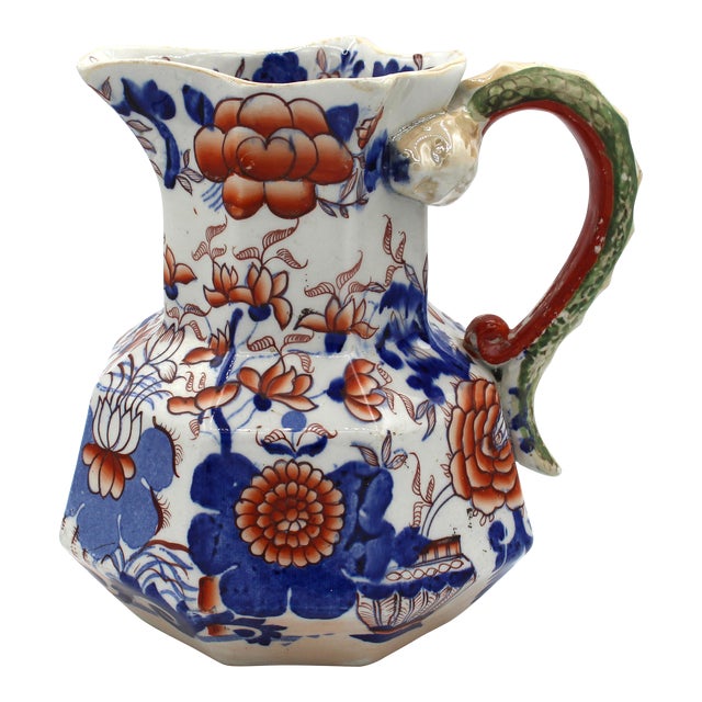 Circa 1815-30 Large "Mason's Patent Ironstone China" Pitcher or Jug For Sale