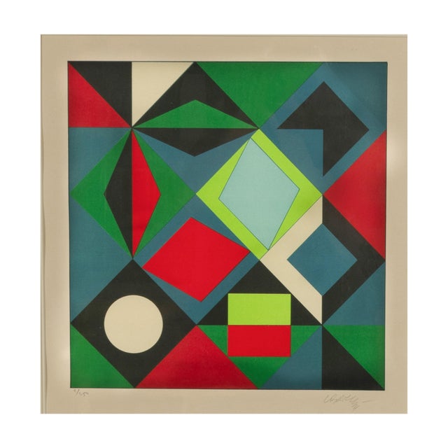 アート・デザイン・音楽 Paul Virilio Original Op Art Abstract Color Screenprint 