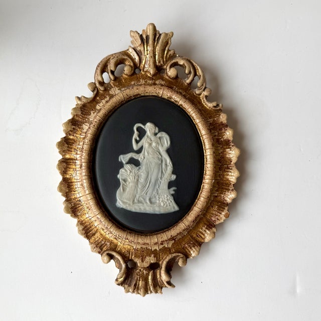 Vintage Limoges France Cameo Pair of Art Plaques Carved Gilt Wood Oval Frames Mid-Century Decor For Sale - Image 10 of 12