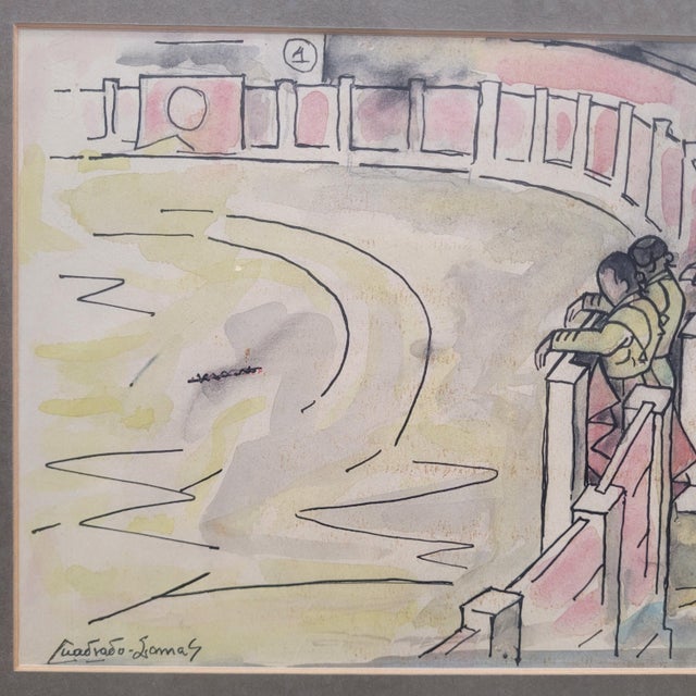 Félix Cuadrado Lomas, Bullring, 20th Century, Watercolor, Framed For Sale - Image 9 of 10