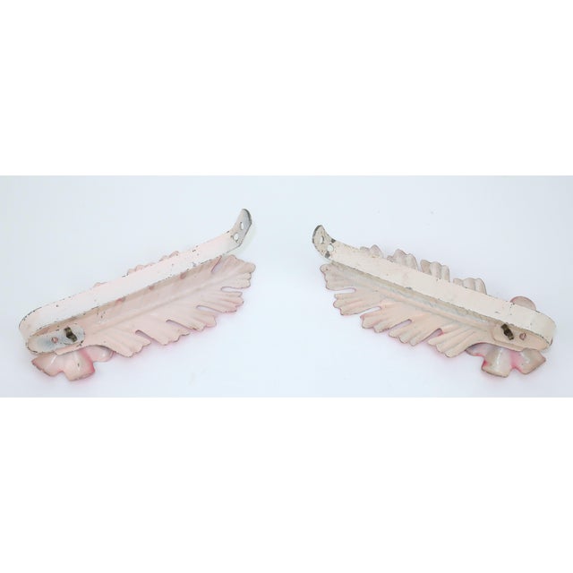 1930s Floral Tole Painted Metal Curtain Tie Backs c.1930, 4 Pairs Total of 8 For Sale - Image 5 of 14