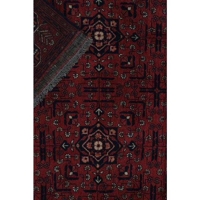 Textile Rug & Kilim’s Afghan Baluch Tribal Rug in Burgundy and Blue Geometric Patterns For Sale - Image 7 of 7