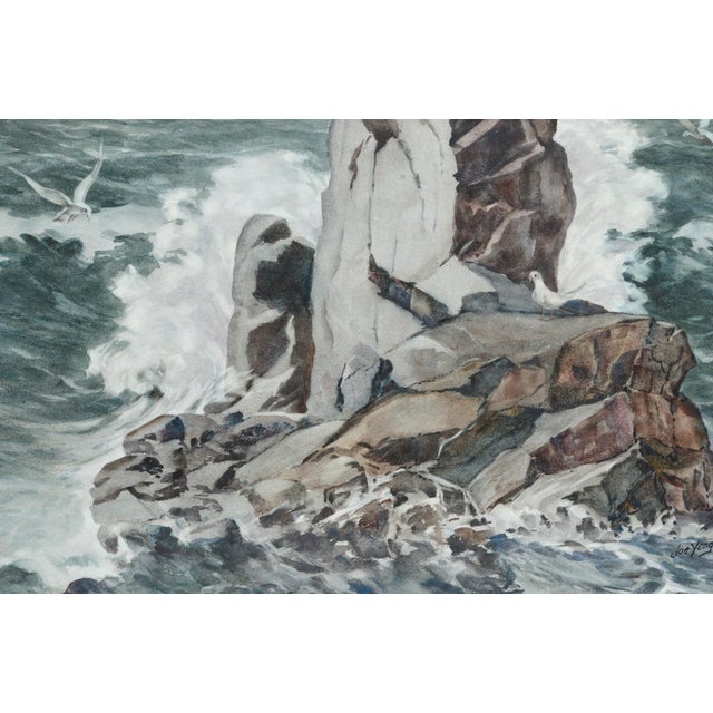 Joseph Yeager Monolith Rock - Monterey, California Seascape Circa 1940s-1950s For Sale - Image 4 of 6