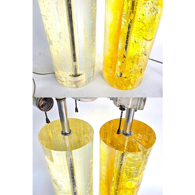 Mid 20th Century Frederick Cooper Chicago Fractal Resin Tall Table Lamps, Set of 2 For Sale - Image 14 of 17