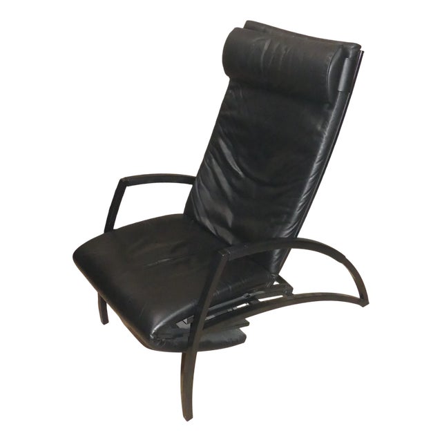 Leather Pax Relax Lounge Chair with Black Metal Frame by Interprofil For Sale