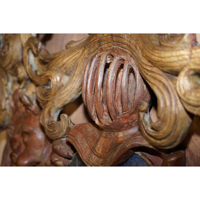 Royal Handcarved Armorial Crest Coat of Arms in Painted Polychrome, 1707-1714 For Sale - Image 6 of 18