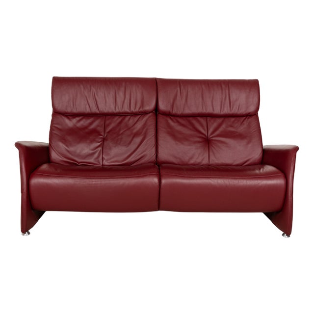 Cumuly Leather Three Seater Red Sofa from Himolla For Sale