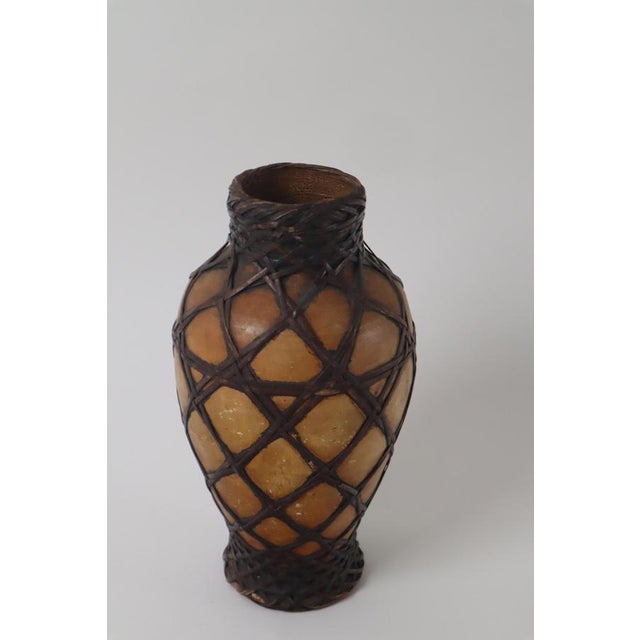 Antique Bamboo Braided Awaji Pottery Vase, Japan, 1900s For Sale - Image 3 of 10
