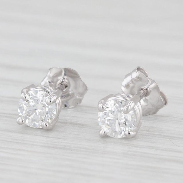 Modern New 0.40ctw Diamond Stud Earrings 14k White Gold Round Solitaire Studs - 2 Pieces For Sale - Image 3 of 6