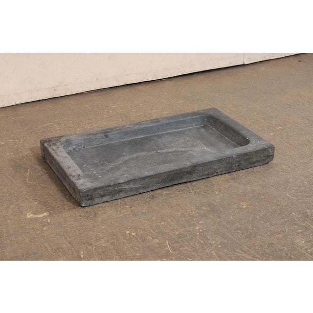 Spanish 19th Century Spanish Rustic Grey Stone Basin Sink-- For Outdoor Use For Sale - Image 3 of 11