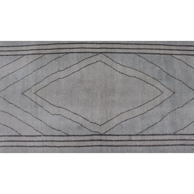Mid 20th Century Vintage Turkish Unique Runner With Modern Design in Lt. Blue, Taupe and Brown For Sale - Image 5 of 11