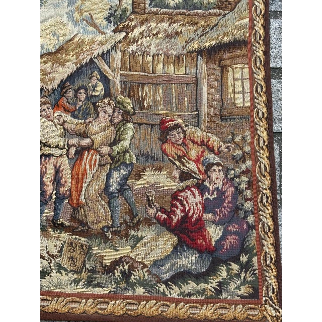 French Woven Tapestry Wall Hanging – “La Fête Flamande” – Point de Loiselles / Jules Pansu – 70 x 160 cm Beautiful French...