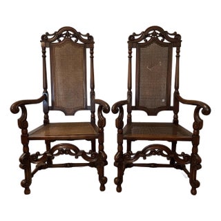Pair Carved Oak Throne Chair Antique Hall Chairs For Sale