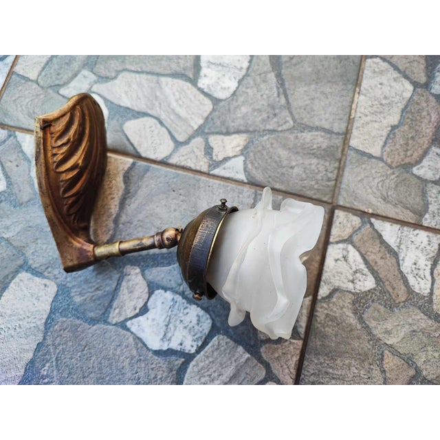 Metal Art Deco Brass Wall Lamp, 1930s For Sale - Image 7 of 7