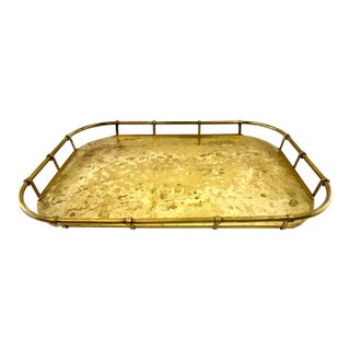 Vintage Colony Metals Brass Gallery Tray, Mid-Century Modern Serving Tray With Patina For Sale