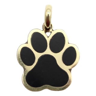 Vintage 14k Gold Dog Paw Charm For Sale