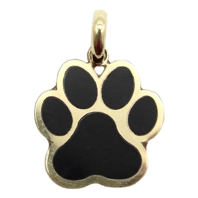 Vintage 14k Gold Dog Paw Charm For Sale