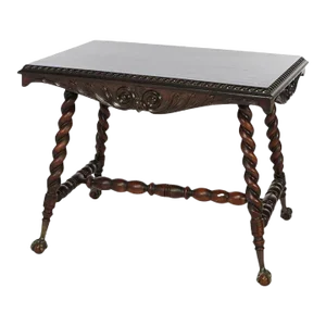Oversized Antique Mahogany Hunzinger Style School Twisted Barley Lamp Table, Circa 1900