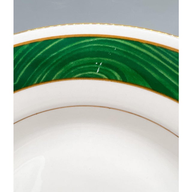 Green Set of 4 Majesty Fine China "Malachite" Rim Soup Bowls – Hollywood Regency / Neoclassical For Sale - Image 8 of 14