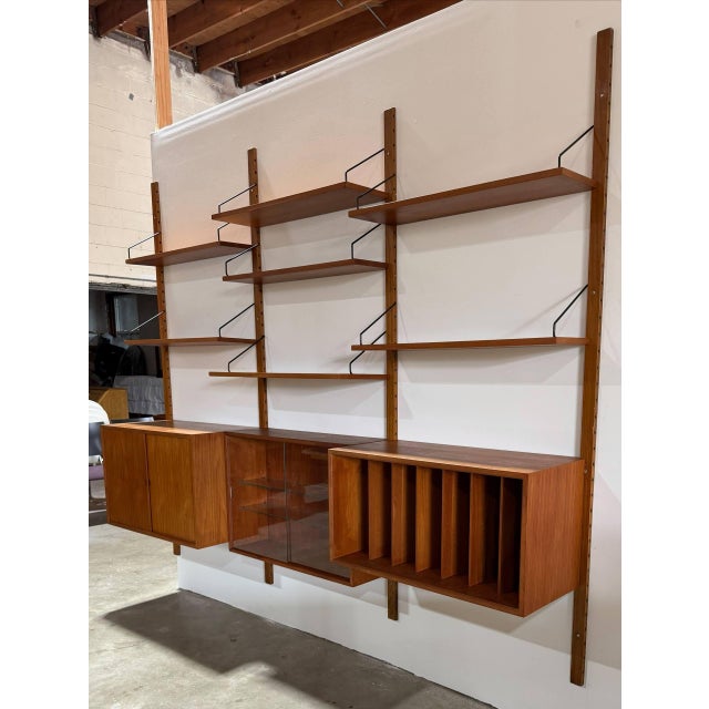 Mid-Century Modern Teak Three-Bay Modular Wall Unit With Sliding Door Cabinets Danish Mid-Century Modern 1960s For Sale - Image 3 of 12