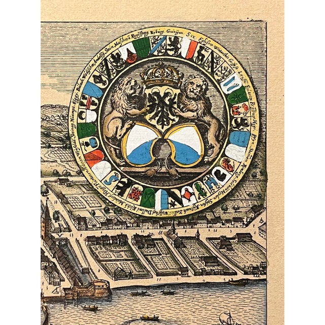 Rare Vintage Hand Colored Tigurum Zurich Birds Eye View Map For Sale - Image 4 of 7