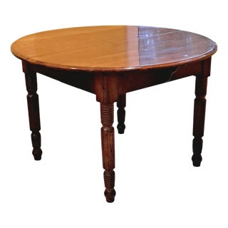 Antique Round Mahogany Dining Table, 42” Turned Legs, Farmhouse Style For Sale