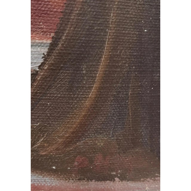 Textile American Folk Art Oil Painting by Patten Hansom Maximoff C.1940s For Sale - Image 7 of 12